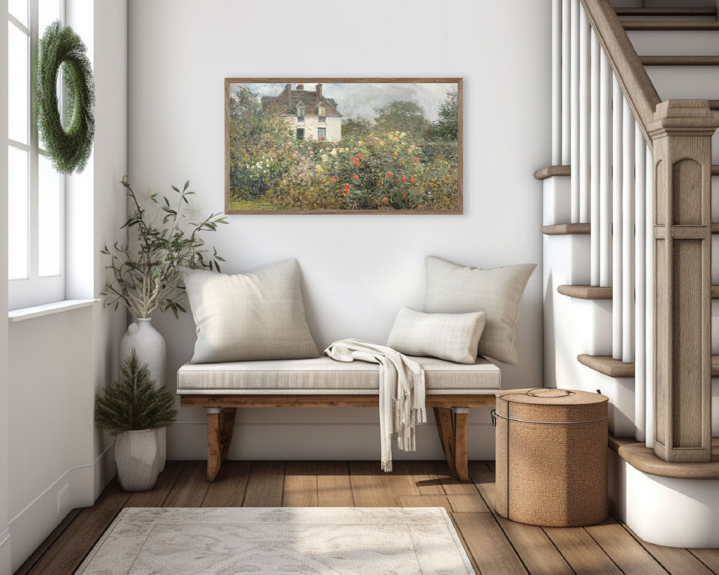 Cottage and Rose Garden Frame TV Art