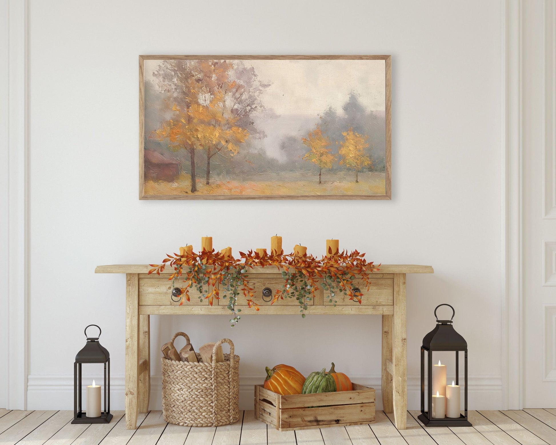 Fall Autumn Trees in Fog Frame TV Art