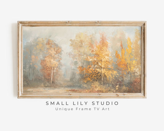 Fall Orange Trees in Fog Frame TV Art