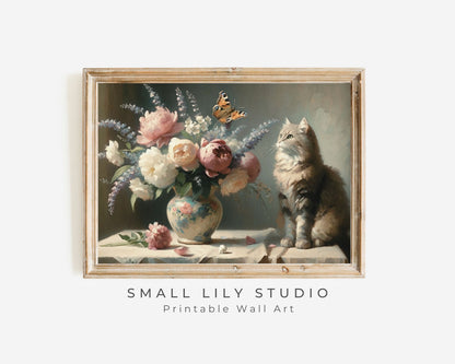 Moody Still Life with Cat Printable Wall Art