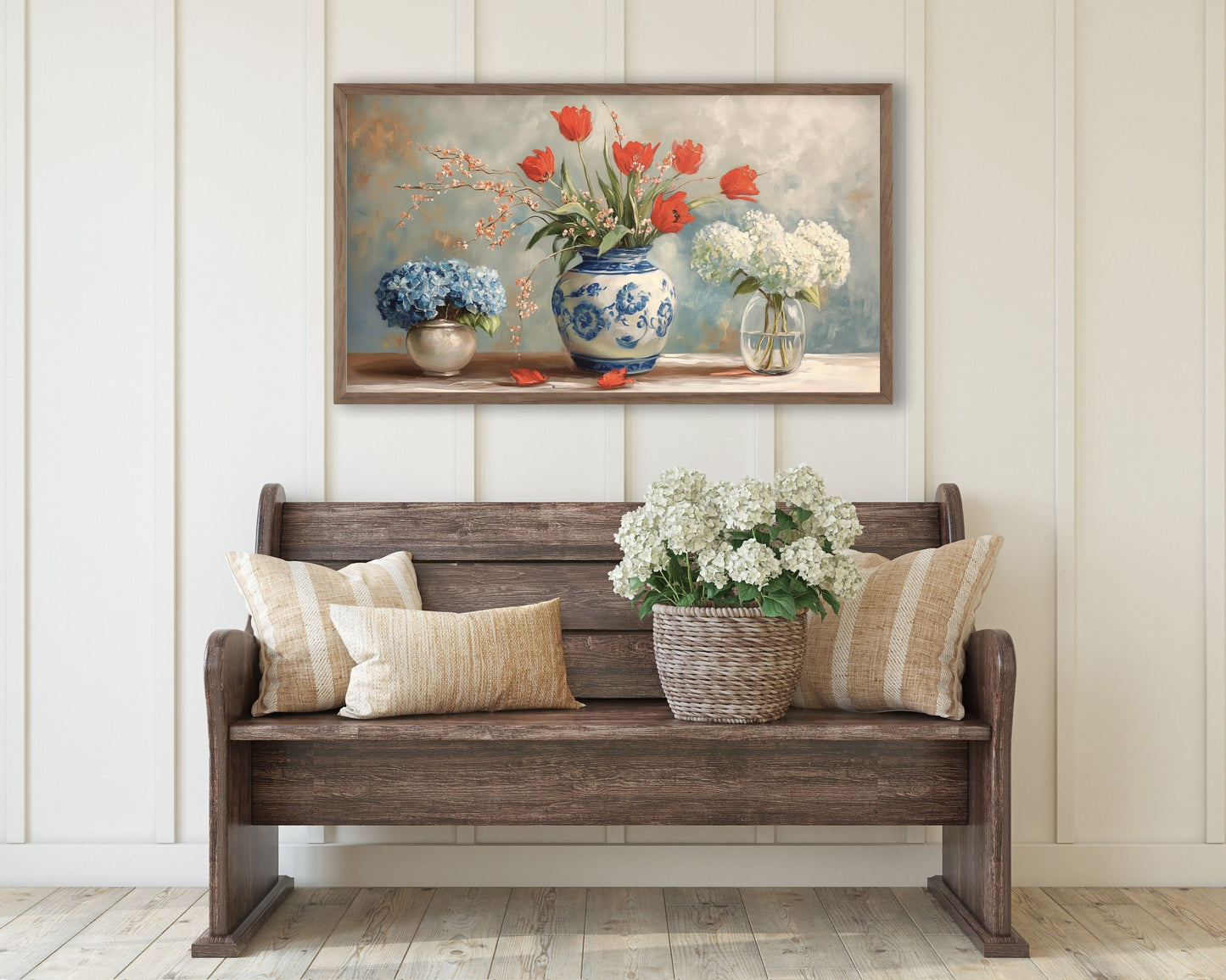 Red, White and Blue Florals Frame TV Art