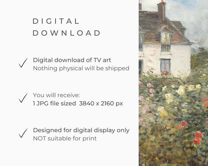 Cottage and Rose Garden Frame TV Art