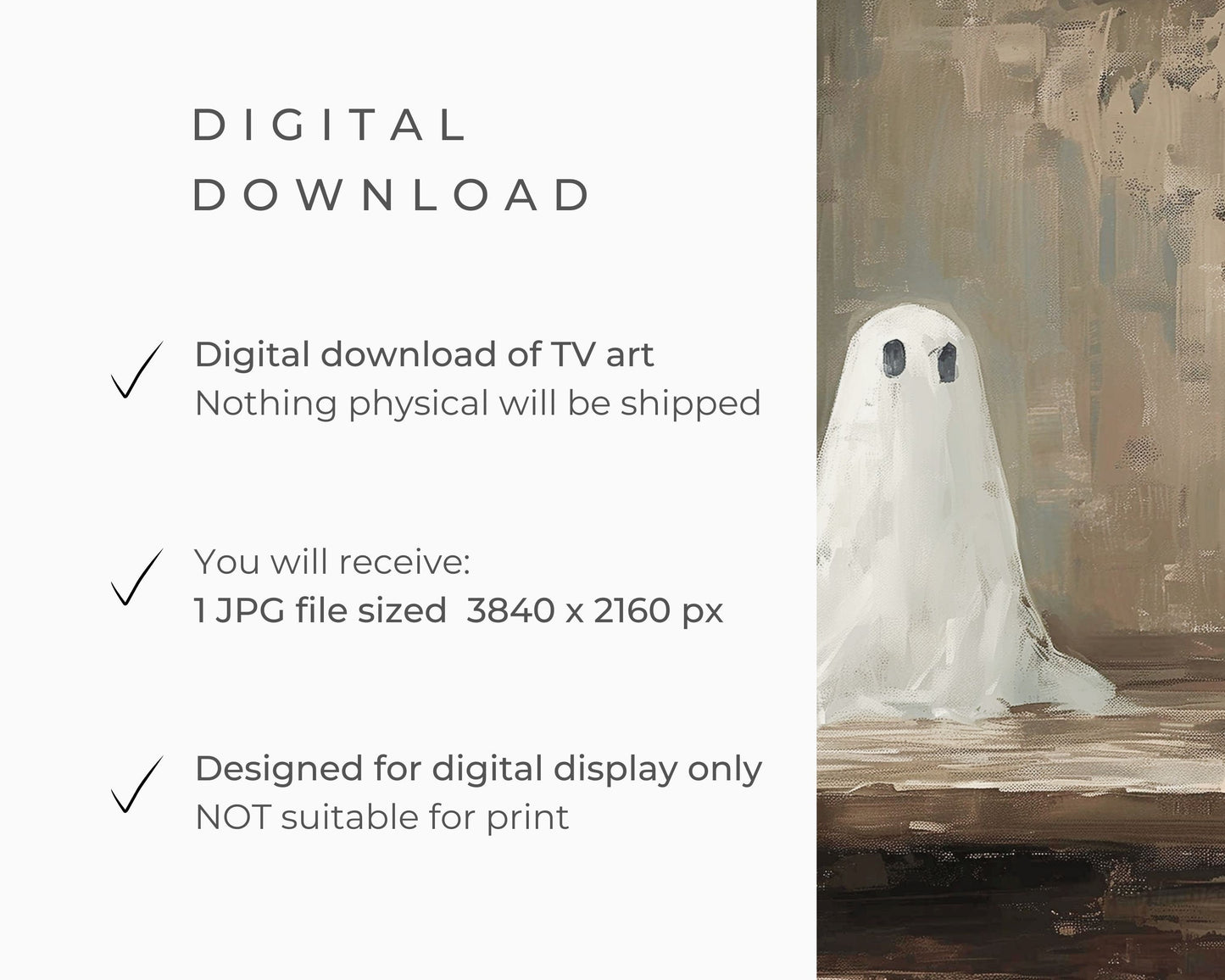 Halloween Ghost and Black Cat Frame TV Art