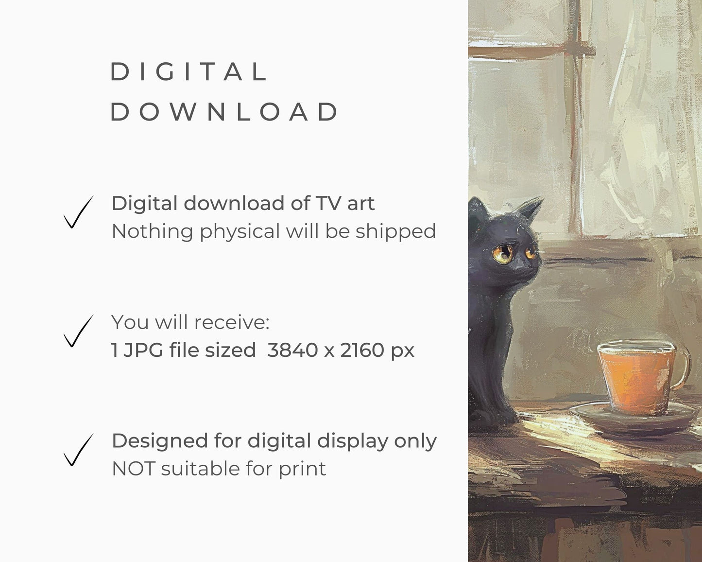 Halloween Cute Ghost and Black Cat Frame TV Art