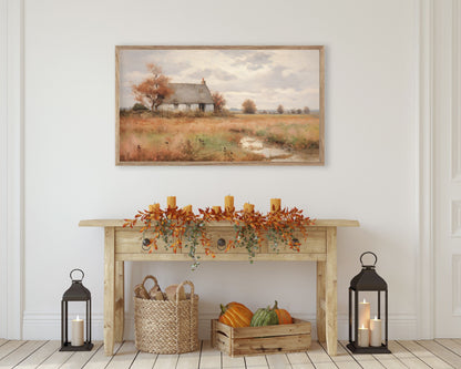 Fall Landscape and Cottage Frame TV Art