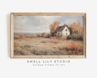 Fall Cottage in Country Landscape Frame TV Art