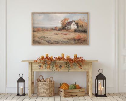 Fall Cottage in Country Landscape Frame TV Art