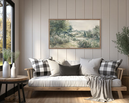 Green Watercolor Landscape Frame TV Art