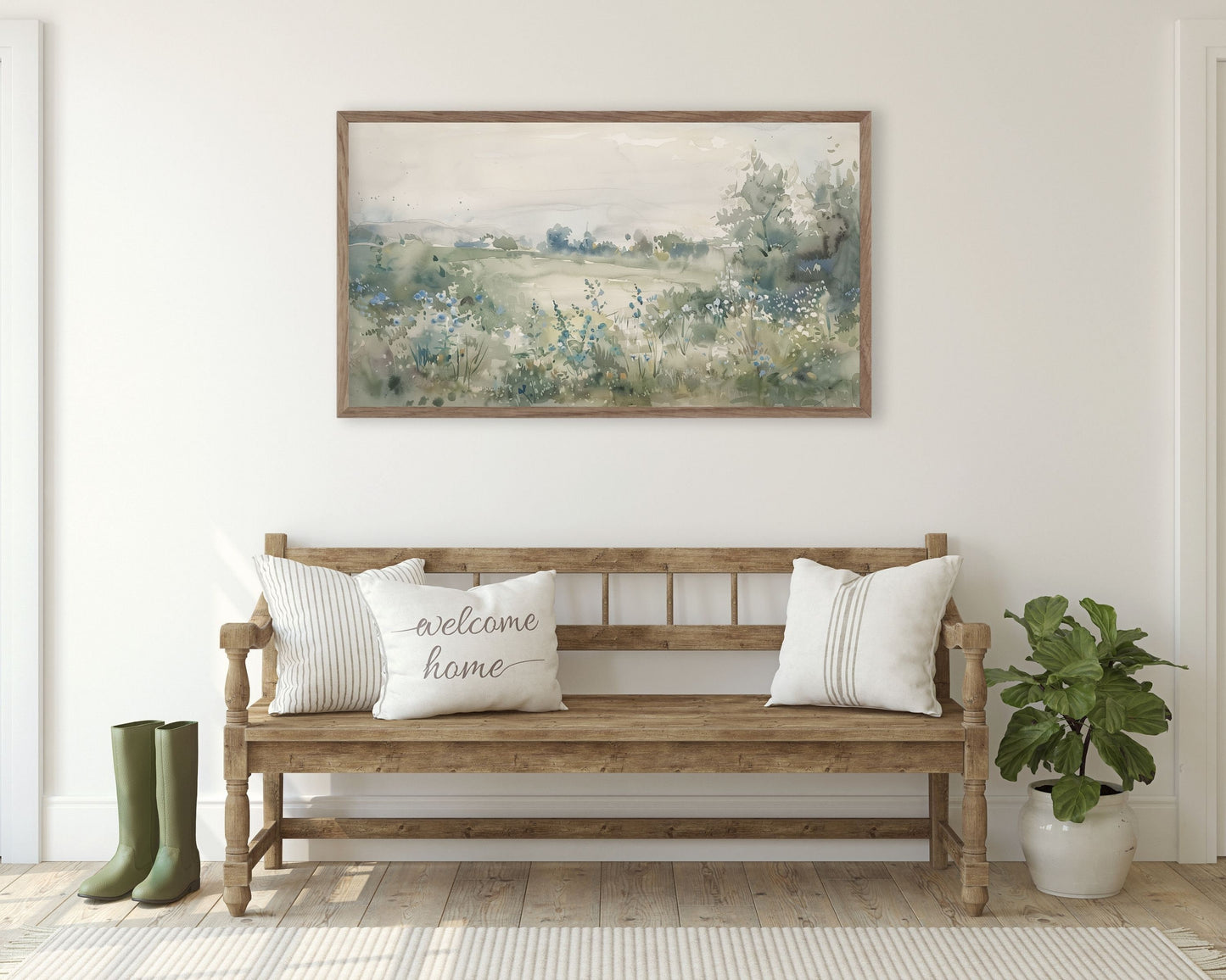 Blue Wildflowers Watercolor Frame TV Art