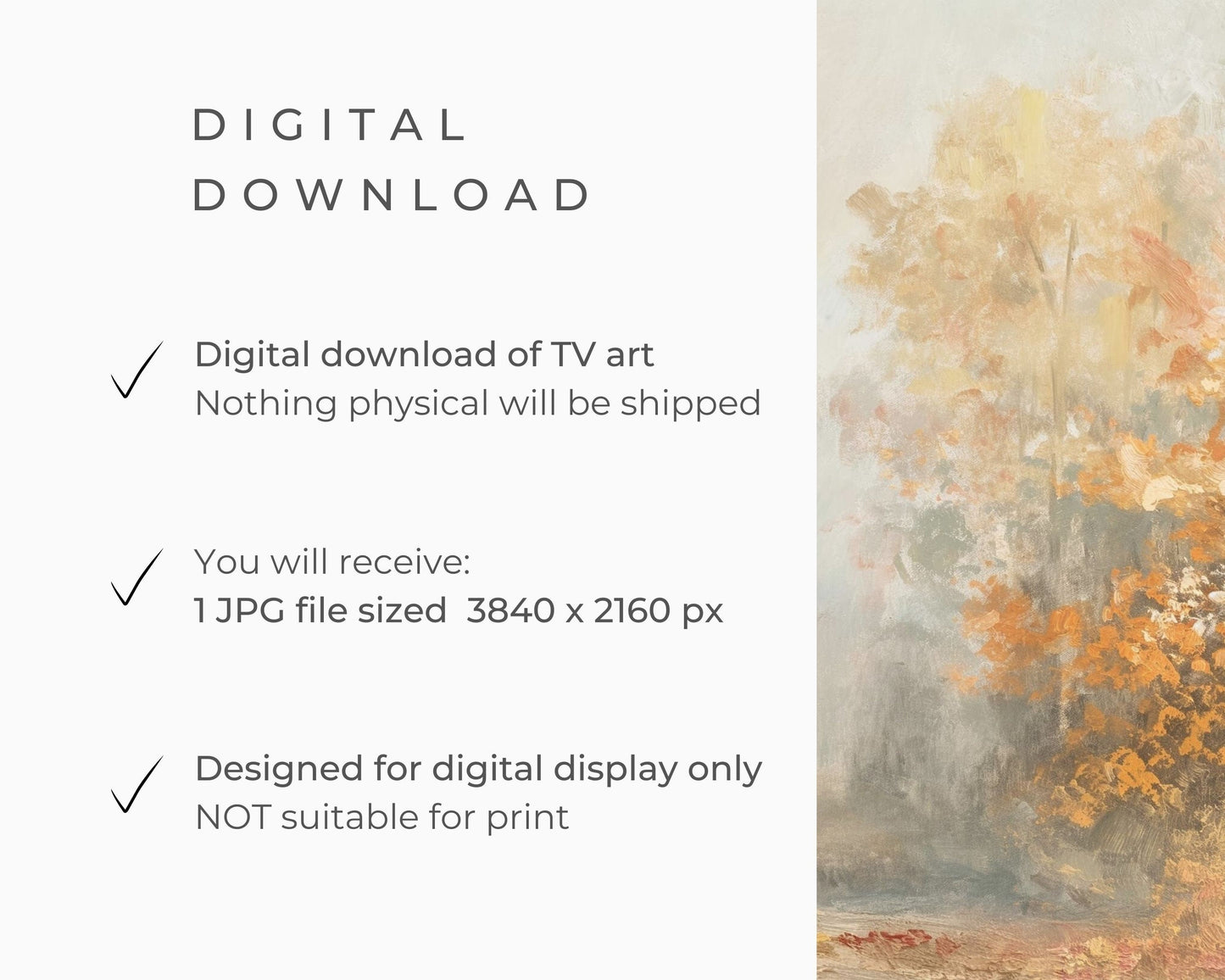 Fall Orange Trees in Fog Frame TV Art