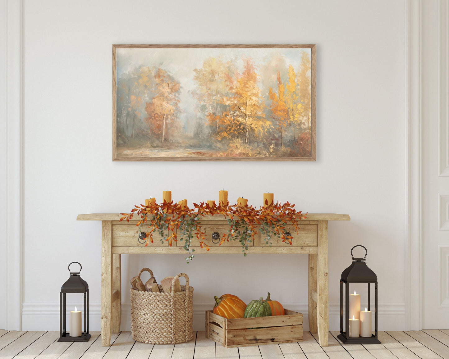 Fall Orange Trees in Fog Frame TV Art