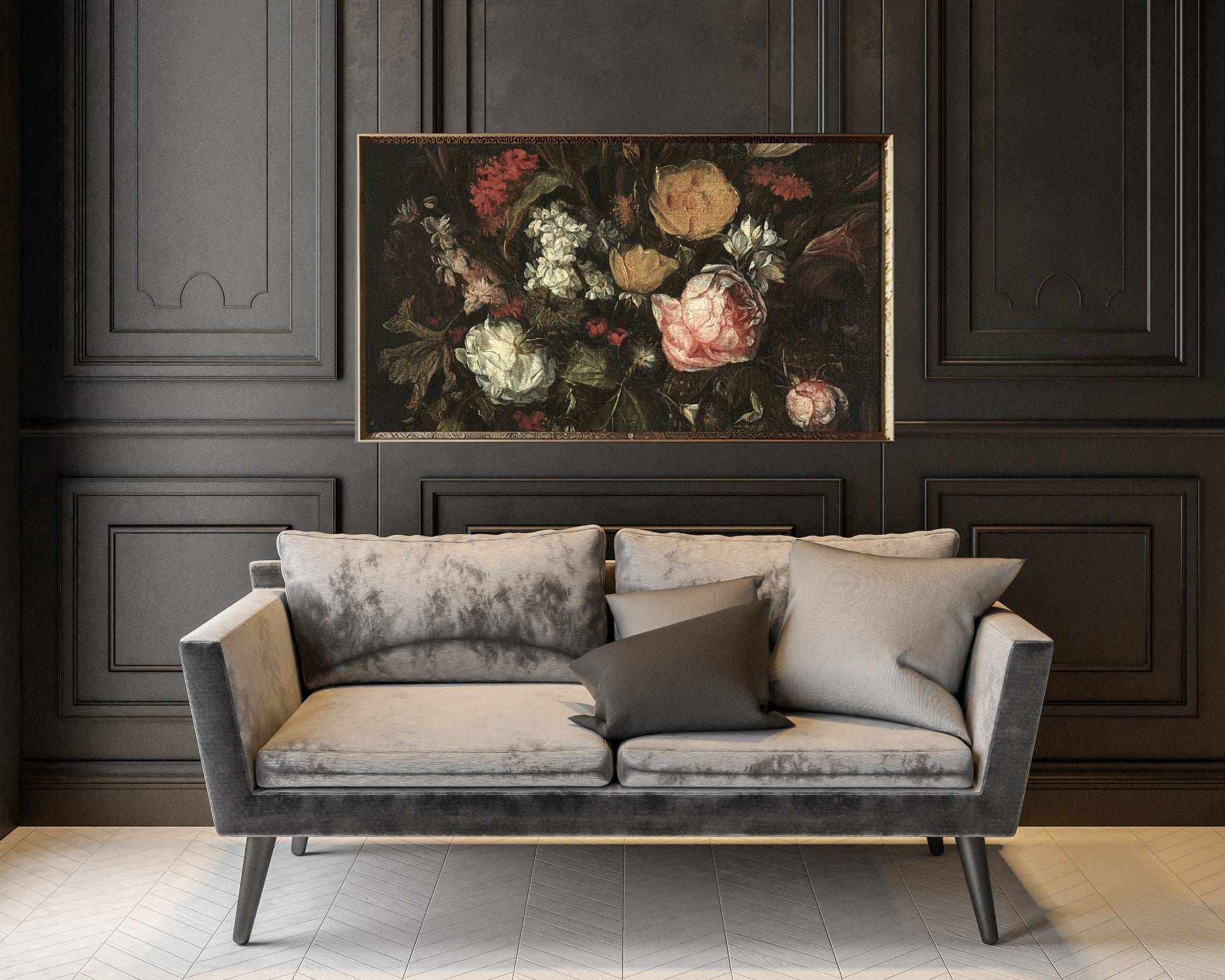 Vintage Moody Florals Frame TV Art