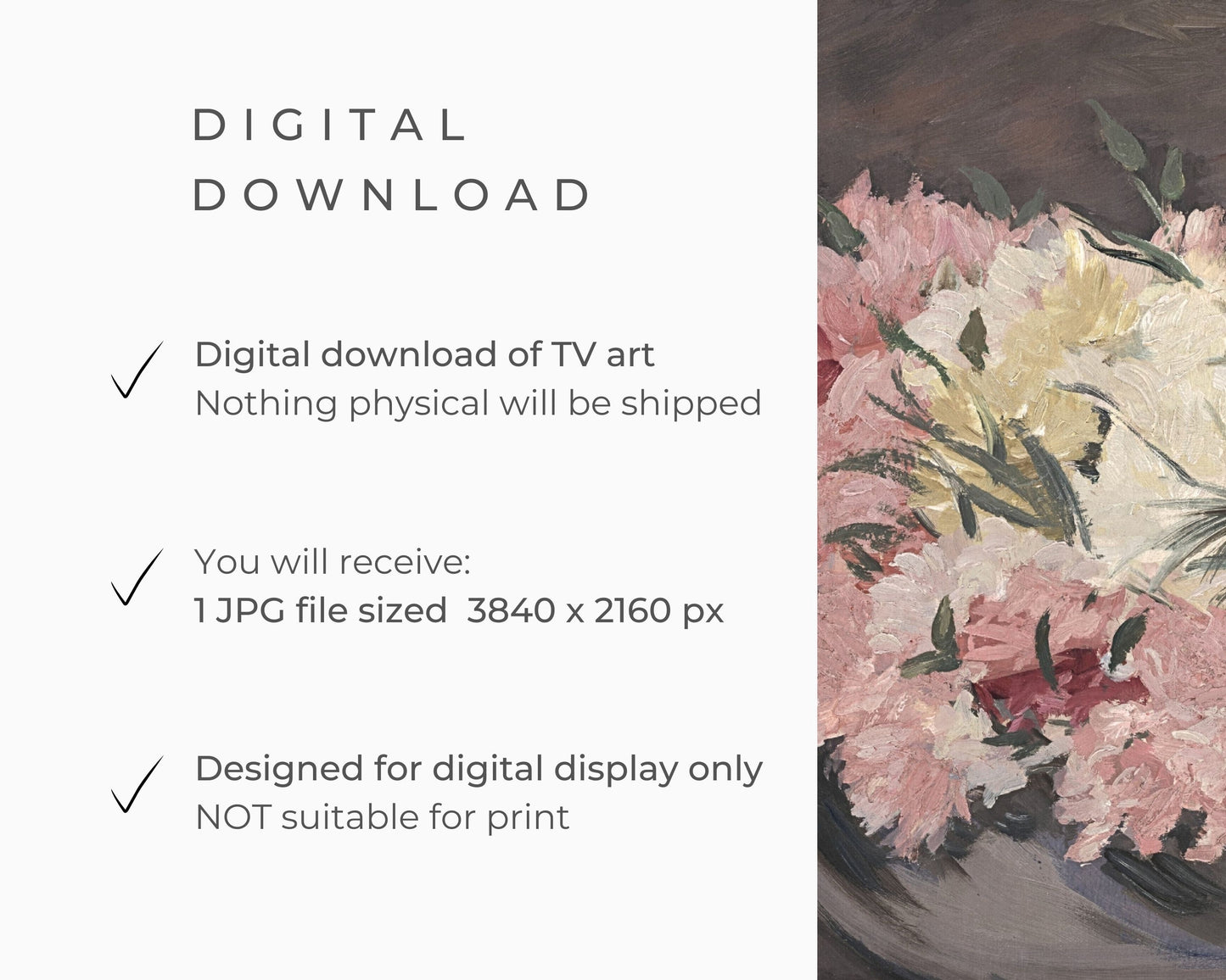 Moody Pink Flowers Frame TV Art