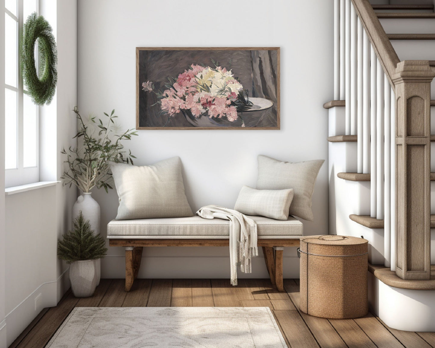 Moody Pink Flowers Frame TV Art