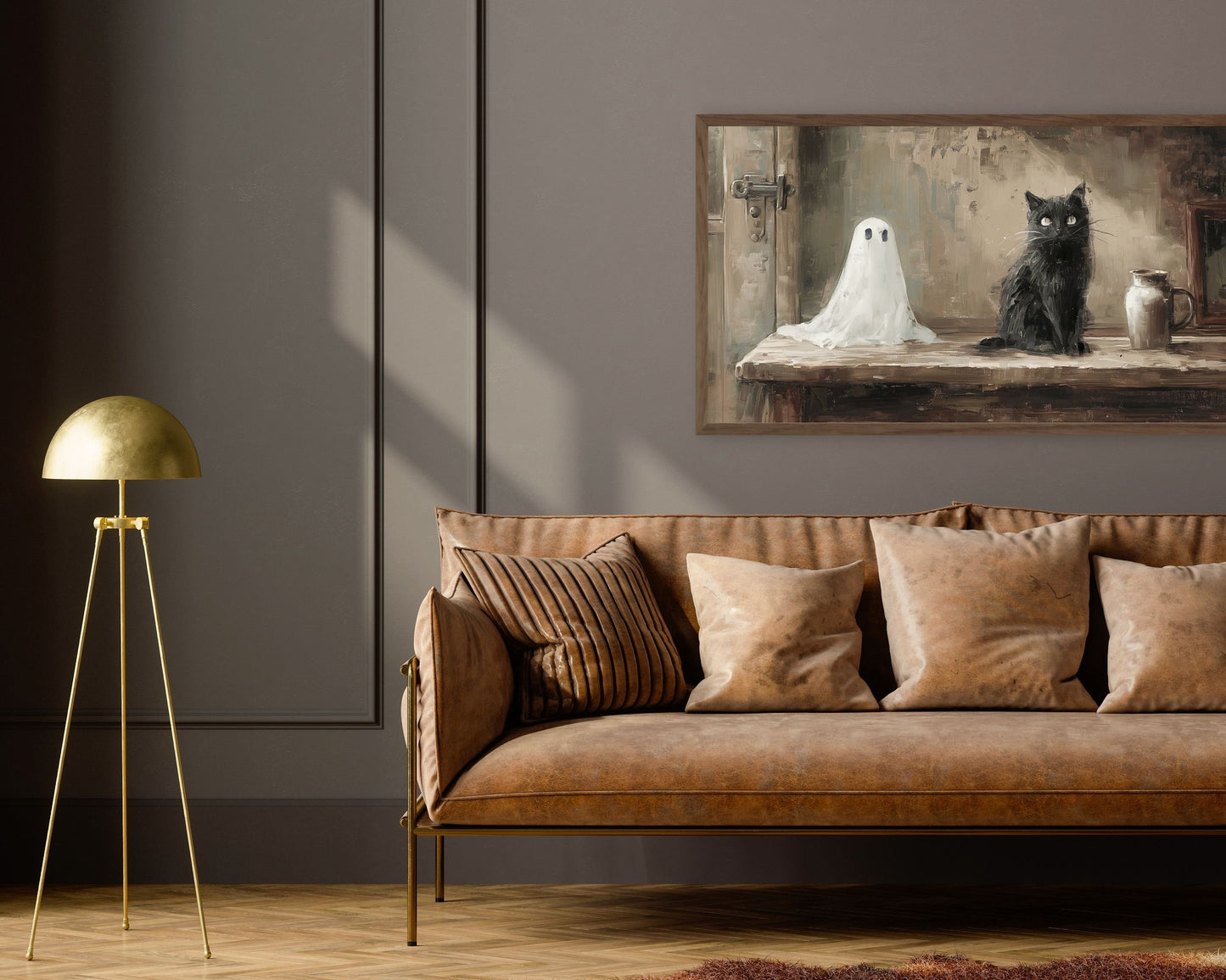 Halloween Ghost and Black Cat Frame TV Art