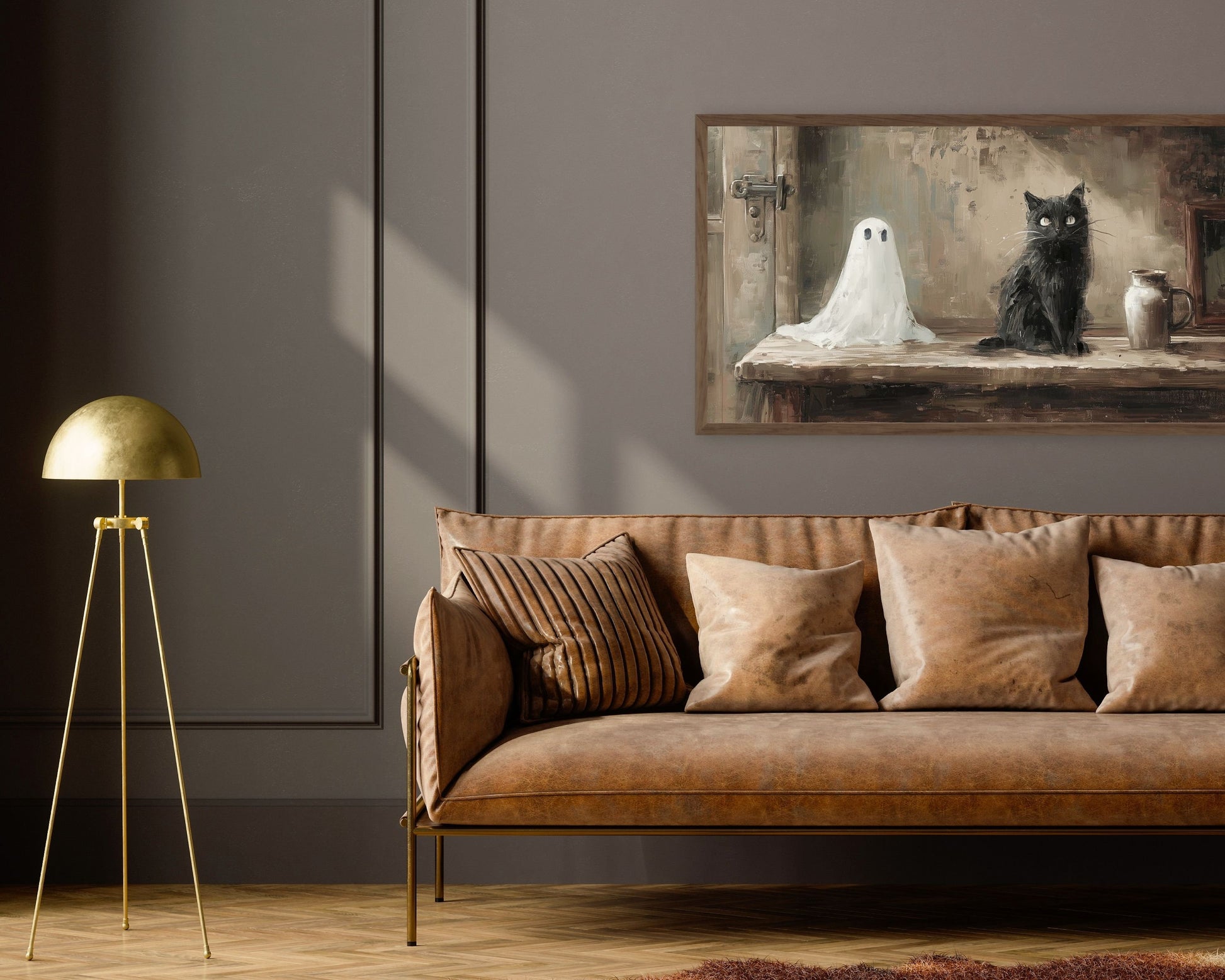 Halloween Ghost and Black Cat Frame TV Art