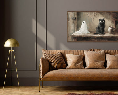 Halloween Ghost and Black Cat Frame TV Art