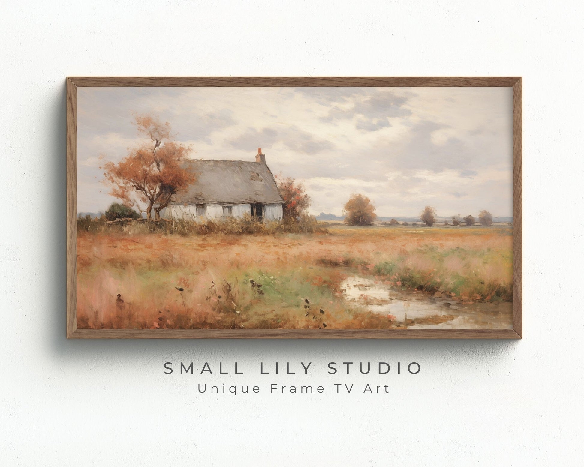 Fall Landscape and Cottage Frame TV Art