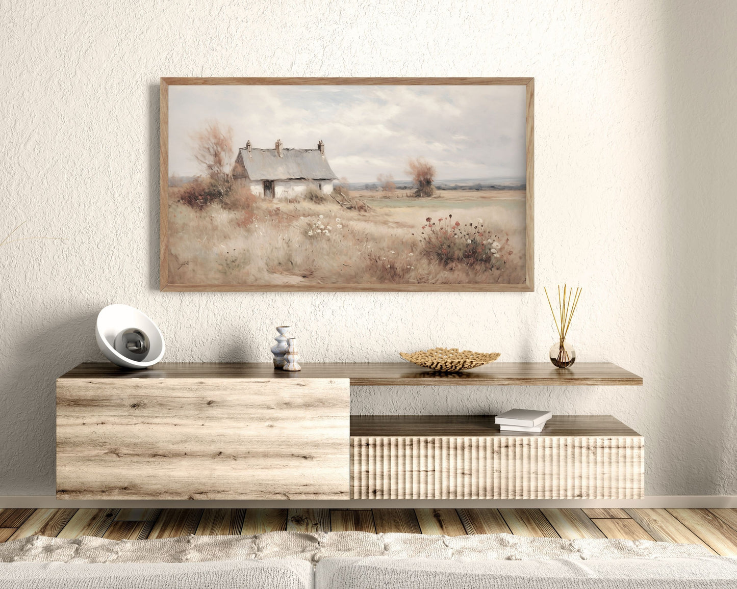 Cottage in Country Landscape Frame TV Art