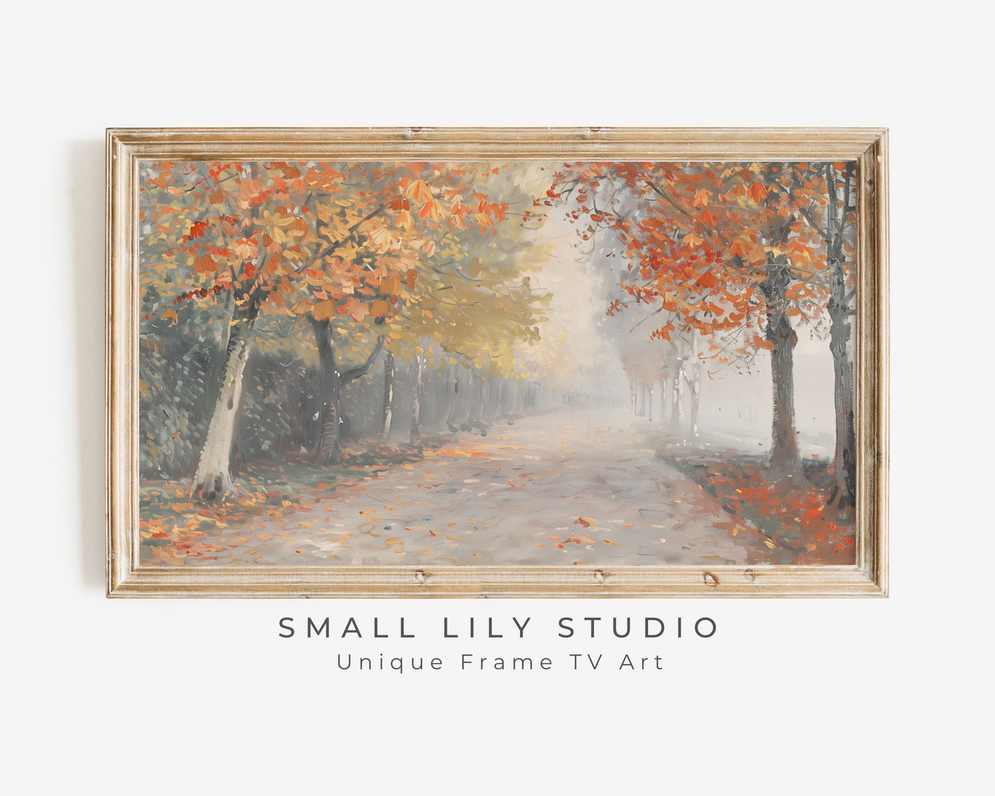 Fall Trees on Country Road Frame TV Art