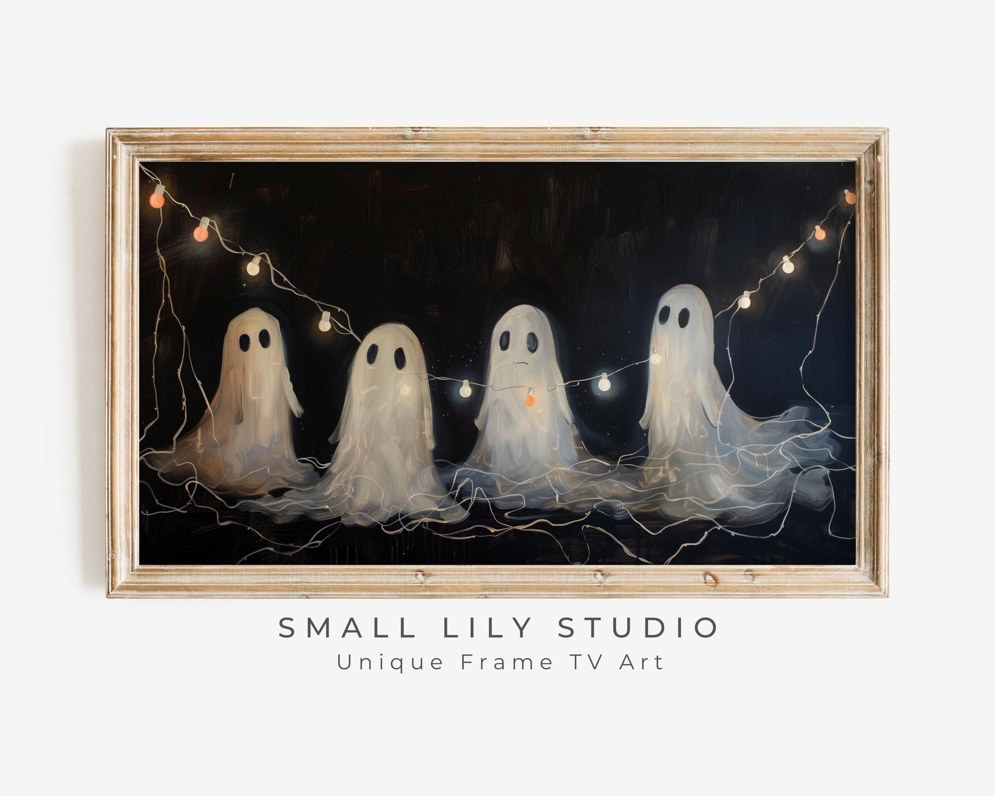 a painting of three ghostes in a row