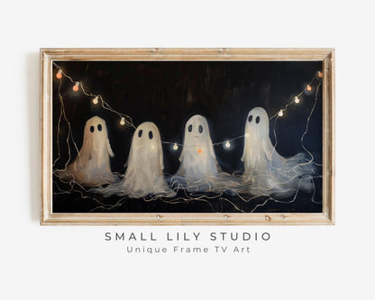 a painting of three ghostes in a row