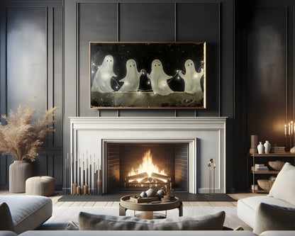 a living room filled with furniture and a fire place