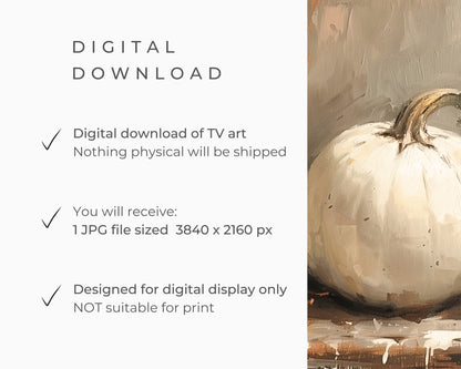 White Pumpkin Still Life Fall Frame TV Art