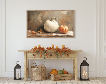 White Pumpkin Still Life Fall Frame TV Art