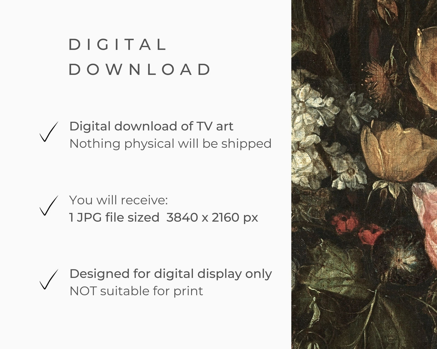 Vintage Moody Florals Frame TV Art