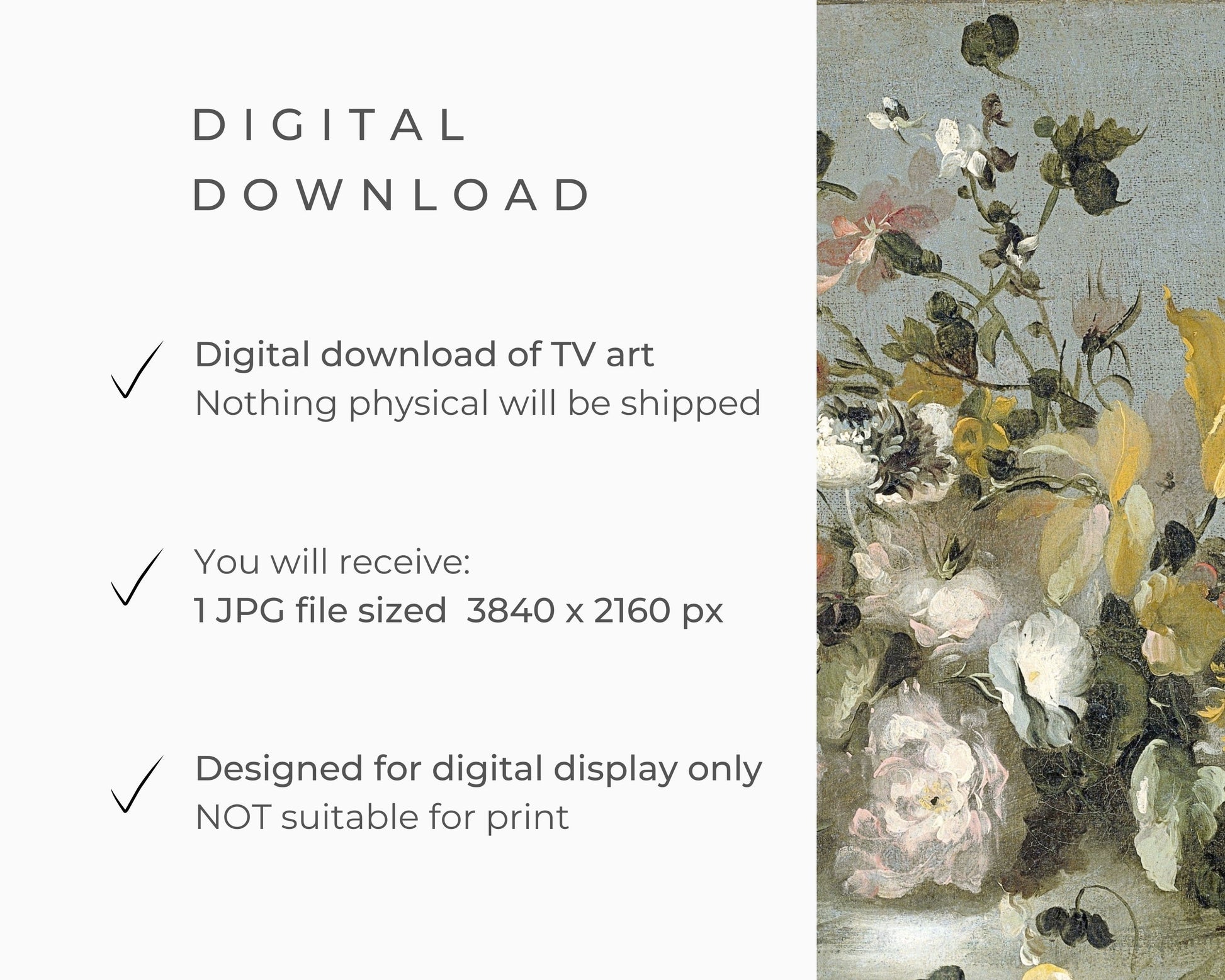 Floral Oil Painting Frame TV Art