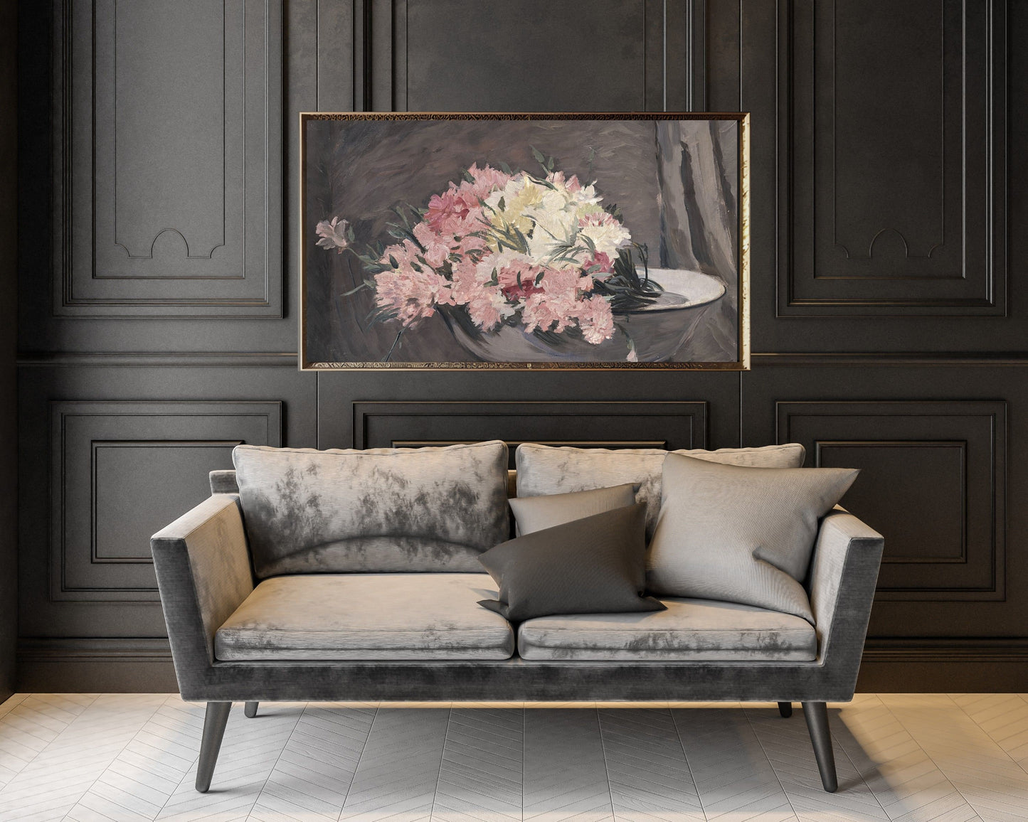 Moody Pink Flowers Frame TV Art