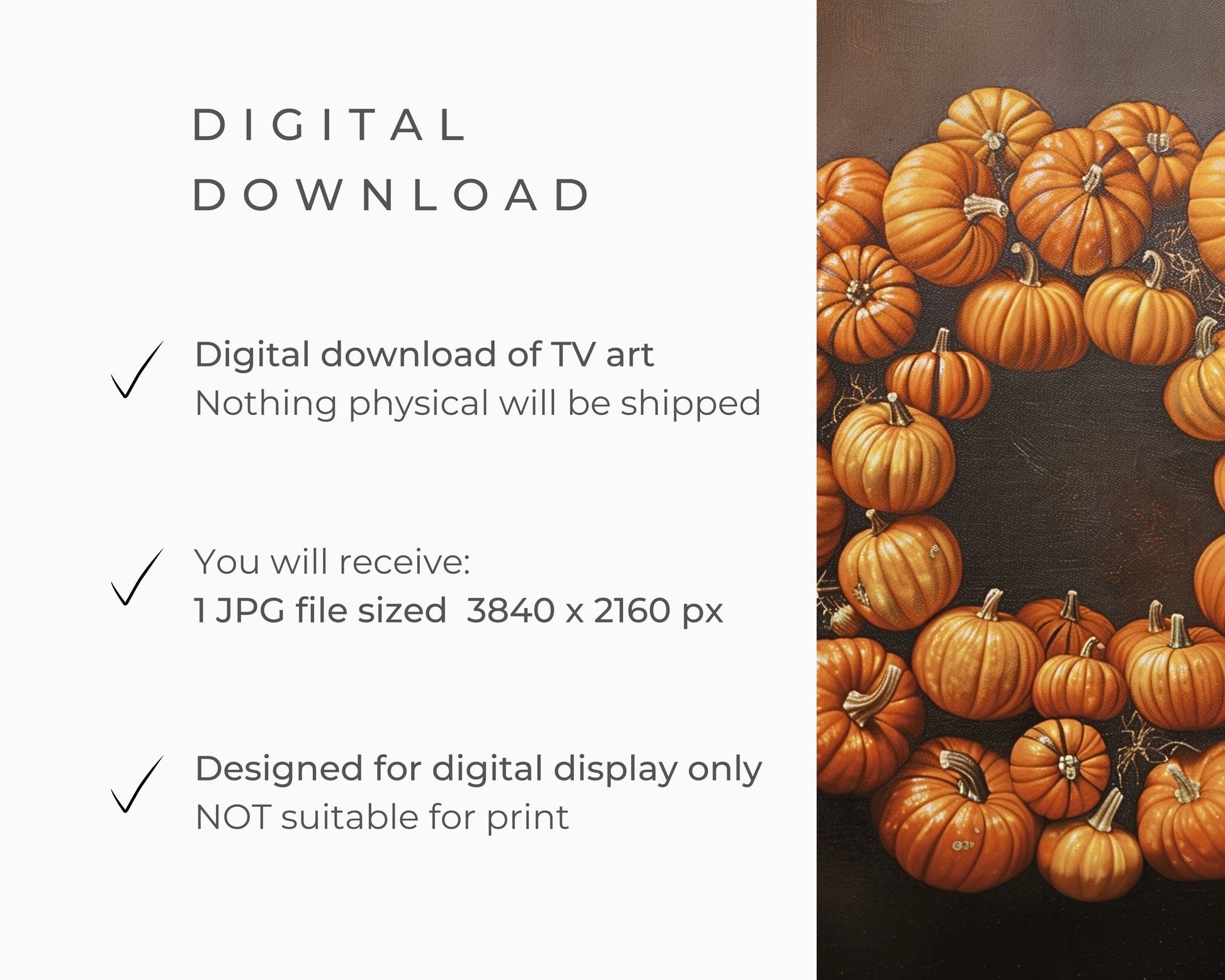 Moody Pumpkin Wreath Halloween Frame TV Art