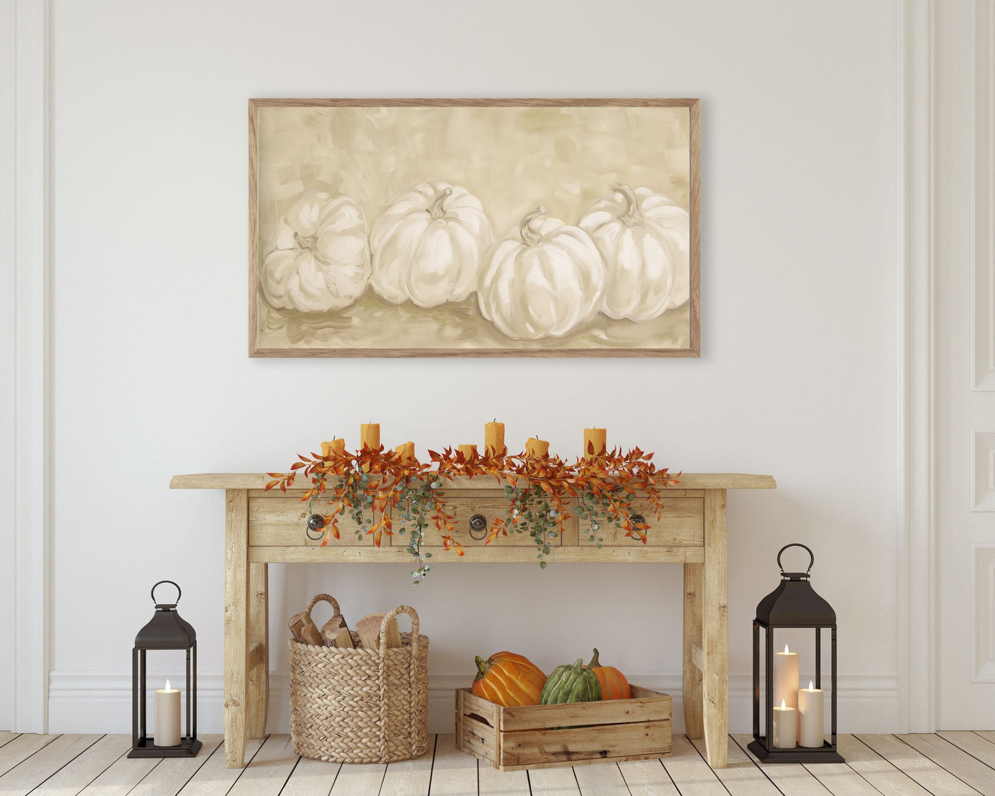 White Pumpkins Still Life Frame TV Art