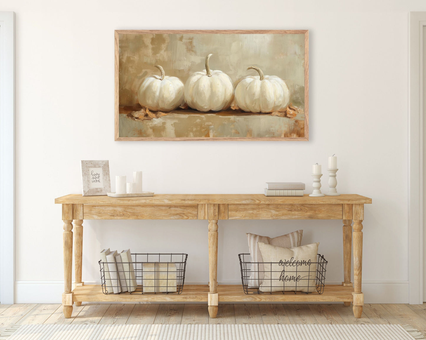 White Pumpkins Fall Frame TV Art