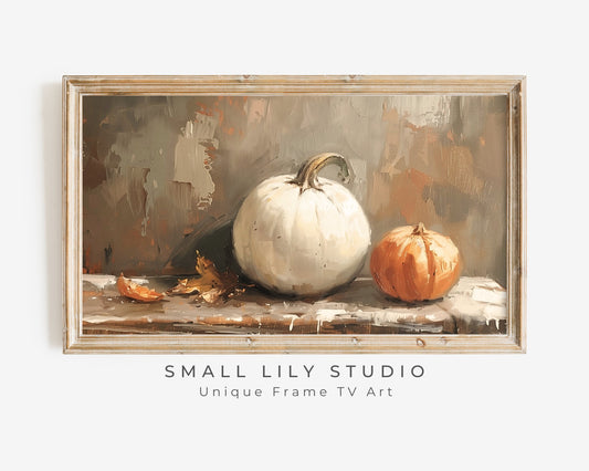 White Pumpkin Still Life Fall Frame TV Art