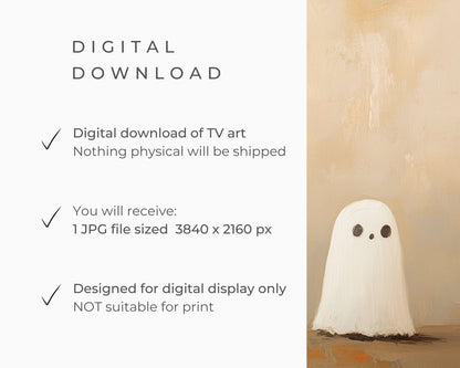 Cute Ghost and Pumpkin Stack Halloween Frame TV Art