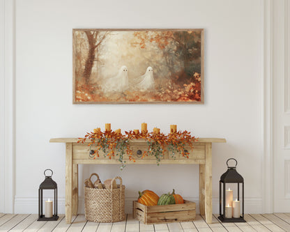 Ghost Couple in the Woods Halloween Frame TV Art