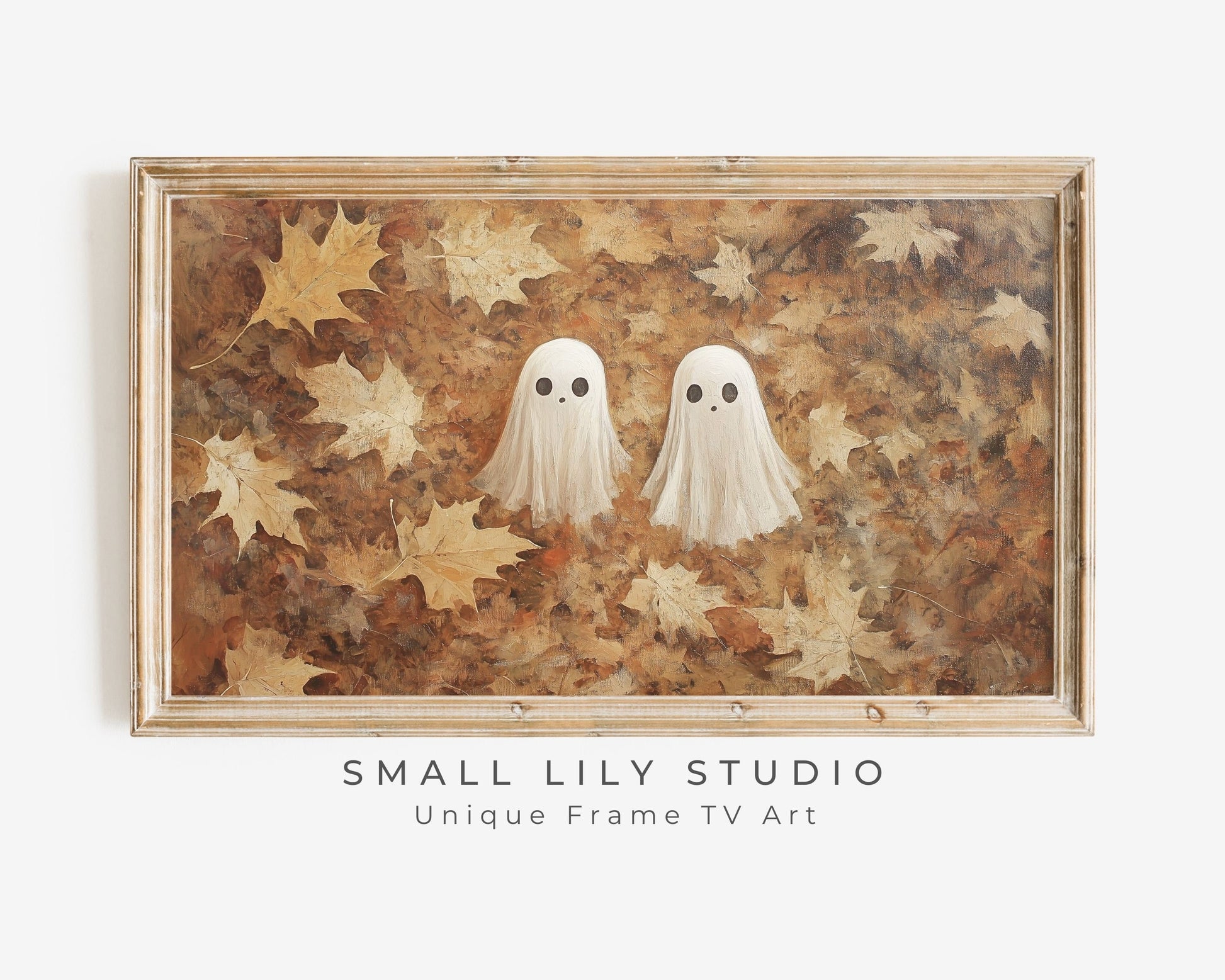 Cute Ghosts in Fall Leaves Halloween Frame TV Art