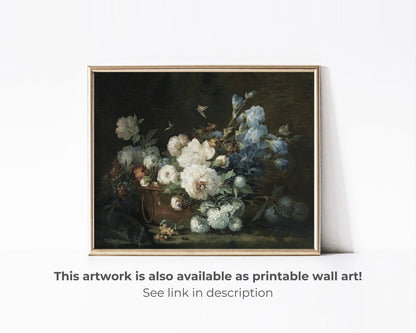 Moody Flowers Blue Frame TV Art