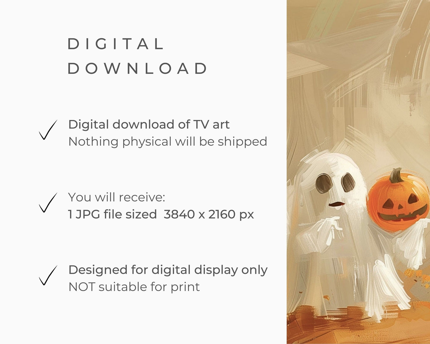 Cute Ghosts Holding Pumpkins Halloween Frame TV Art