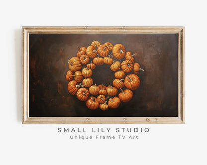 Moody Pumpkin Wreath Halloween Frame TV Art