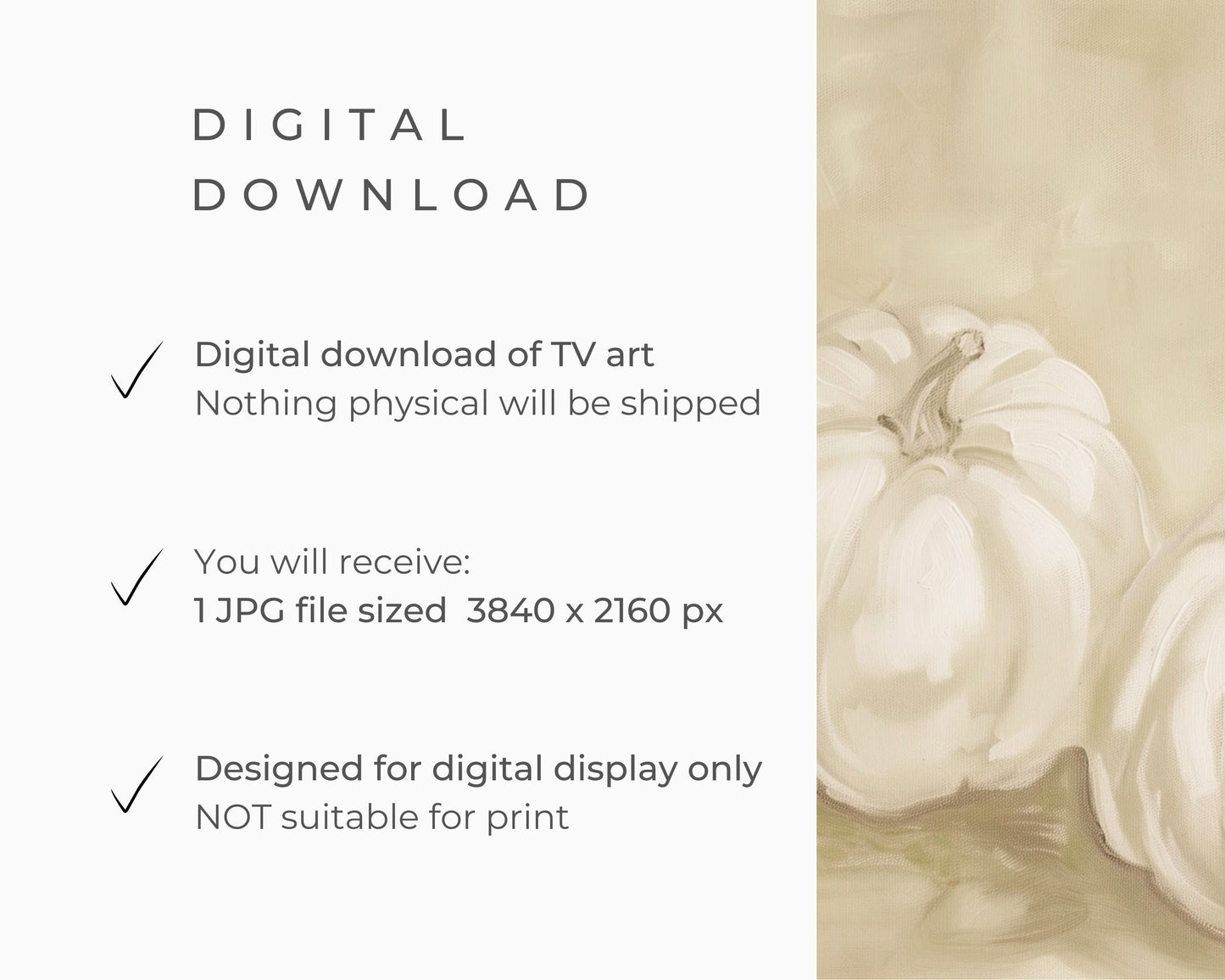 White Pumpkins Still Life Frame TV Art