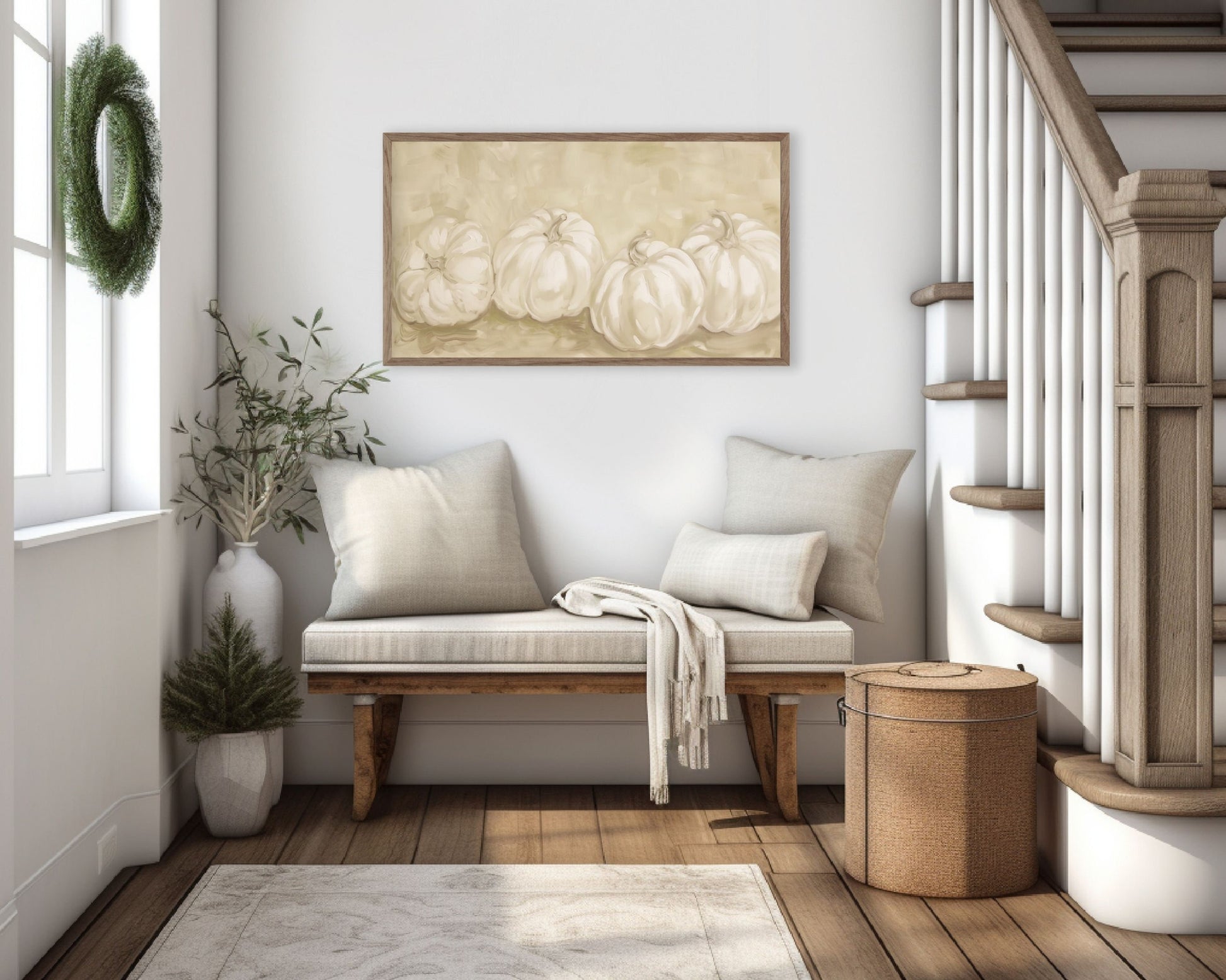 White Pumpkins Still Life Frame TV Art