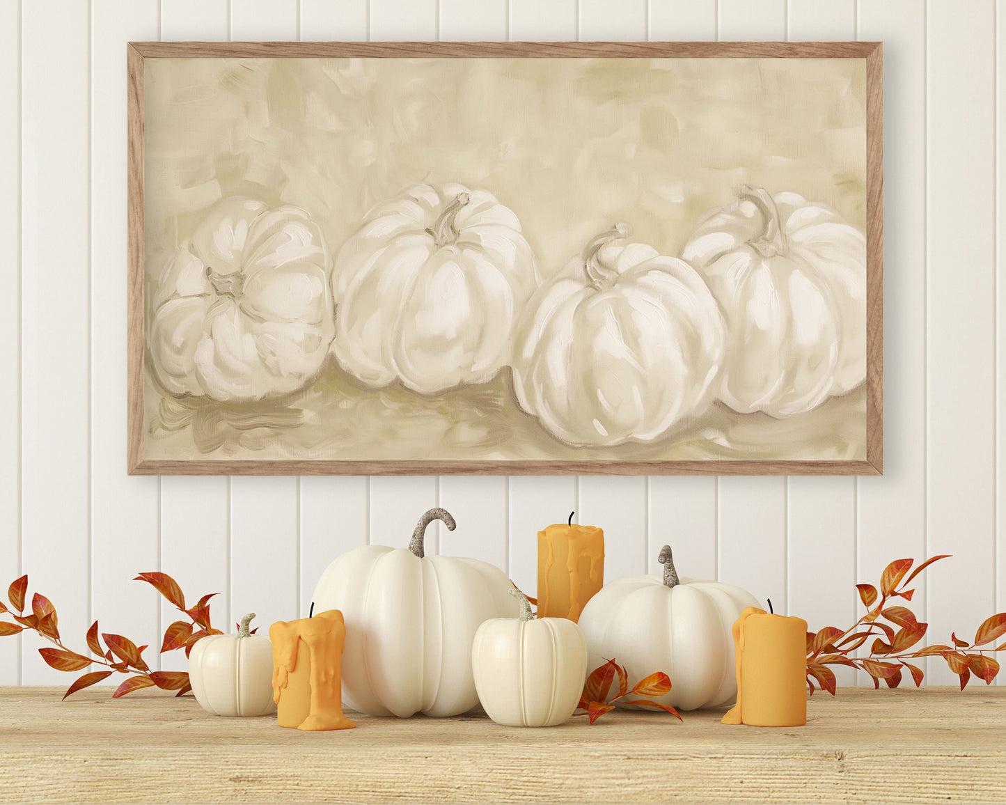 White Pumpkins Still Life Frame TV Art