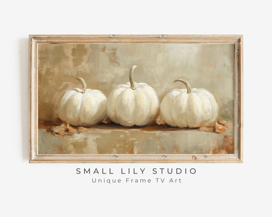 White Pumpkins Fall Frame TV Art