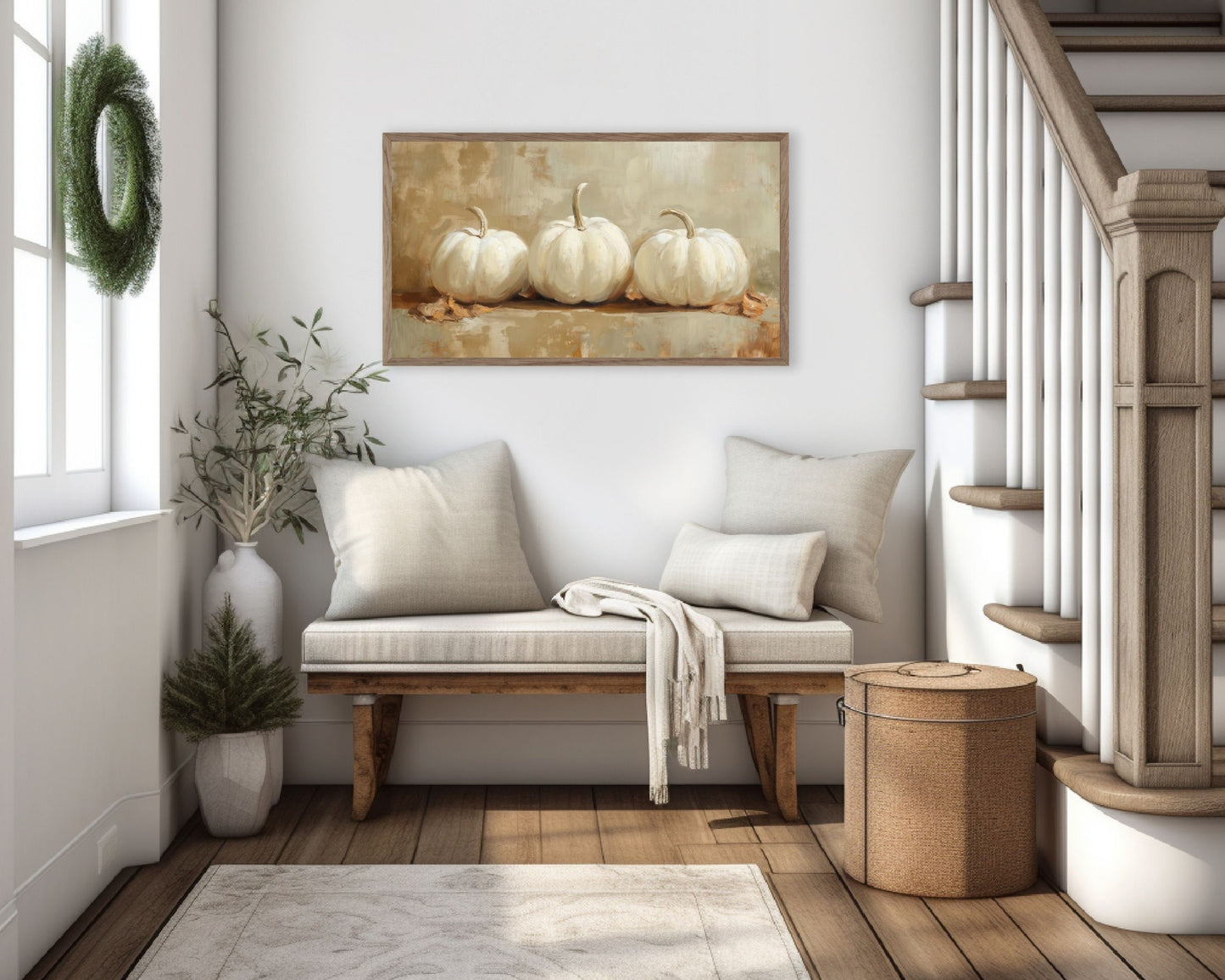 White Pumpkins Fall Frame TV Art