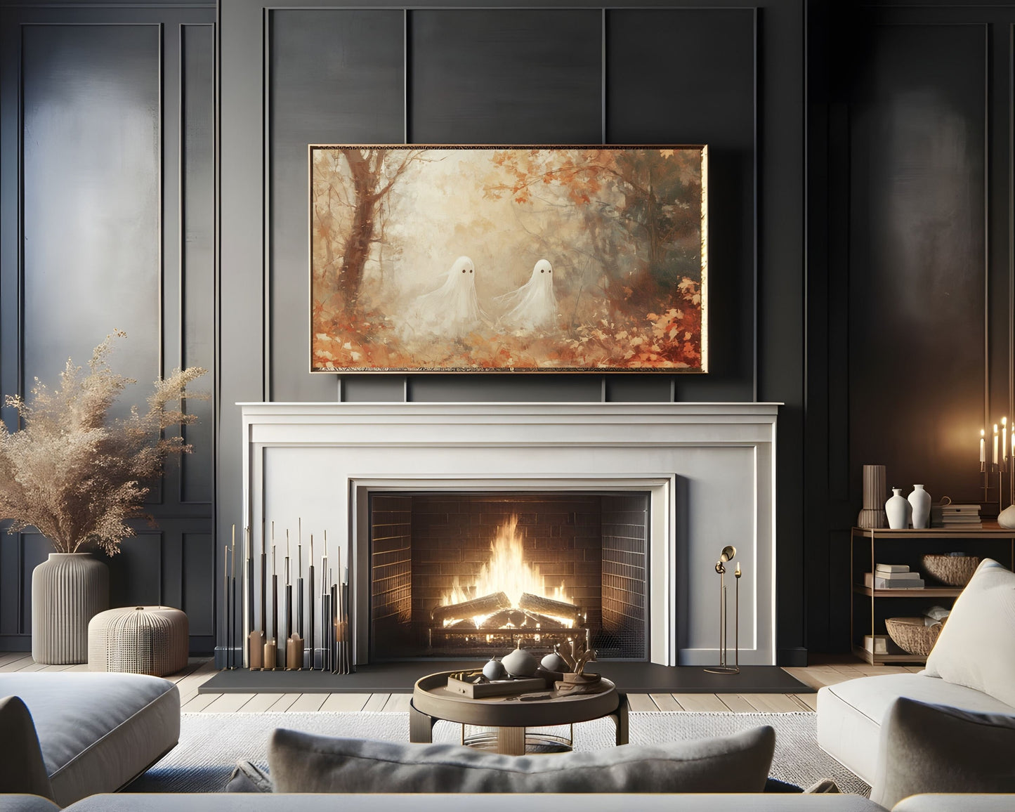 Ghost Couple in the Woods Halloween Frame TV Art