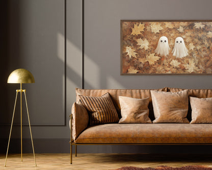 Cute Ghosts in Fall Leaves Halloween Frame TV Art