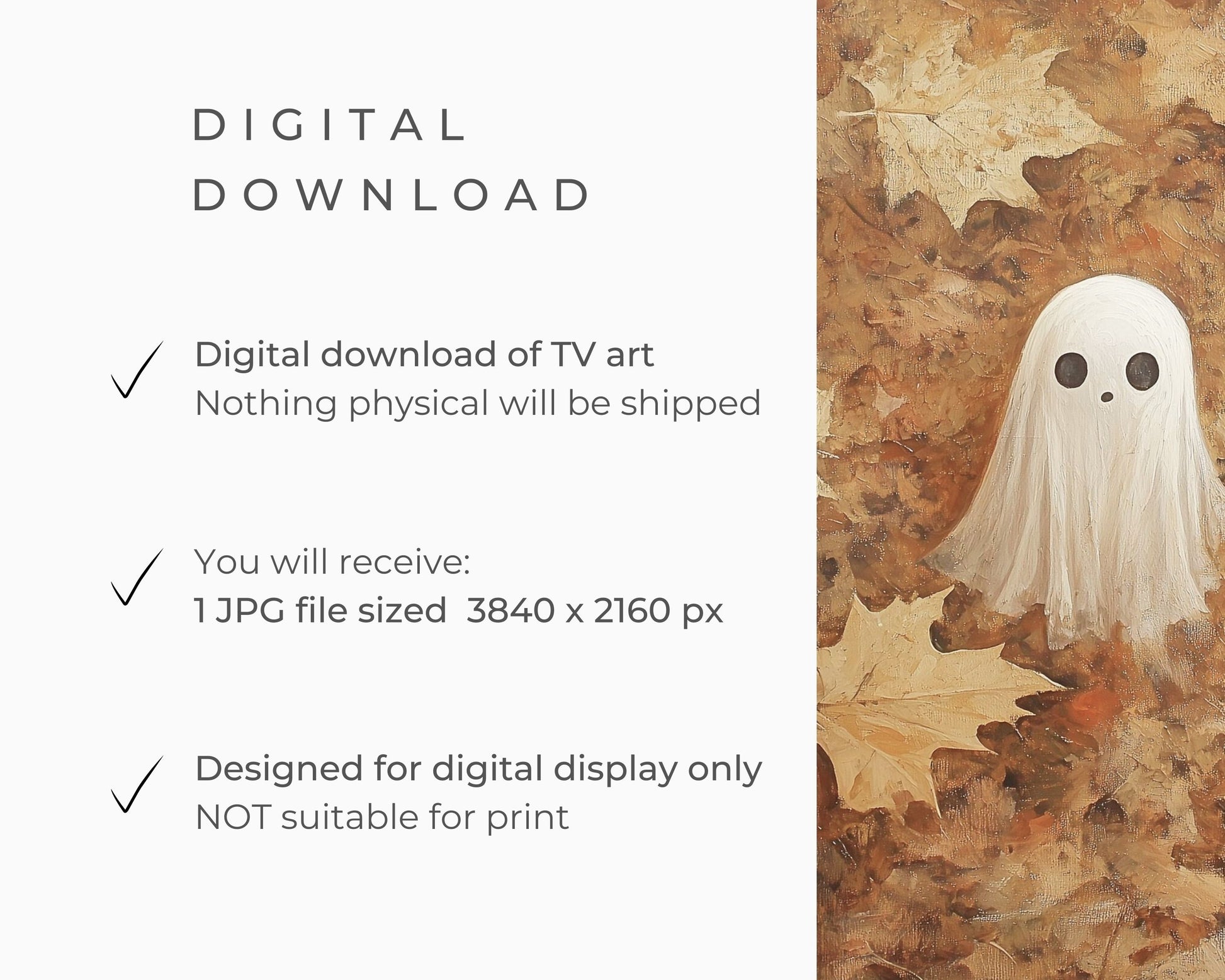 Cute Ghosts in Fall Leaves Halloween Frame TV Art